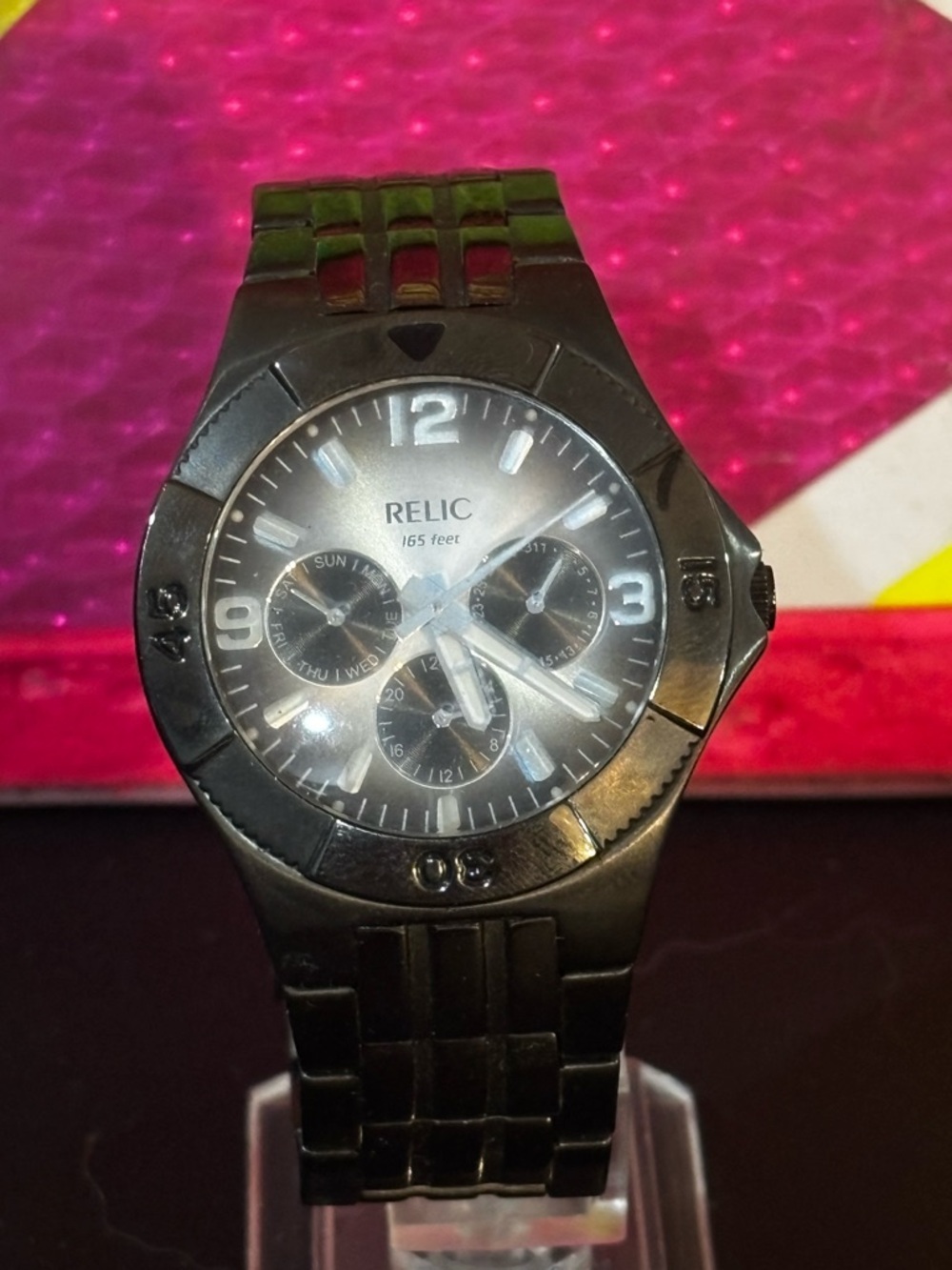 Relic Black Men's Multi-Function Stainless Steel Watch